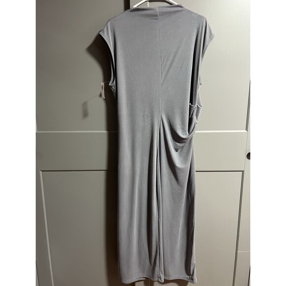 NWT Old Navy Women Short Sleeve High Neck Ruched Ribbed Maxi Dress Gray XL - Picture 4 of 9